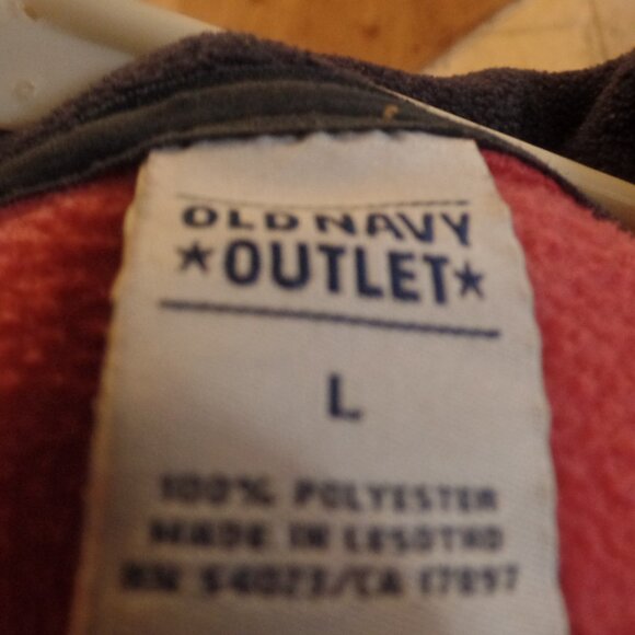 Old Navy Woman's Pink with Blue Trim Fleece Pullover Top; Size L - Picture 2 of 2